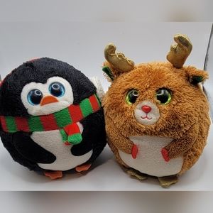 TY Lot Beanie Ballz Icicles and Mistletoe Chunkie Babies Plush Stuffed Animals